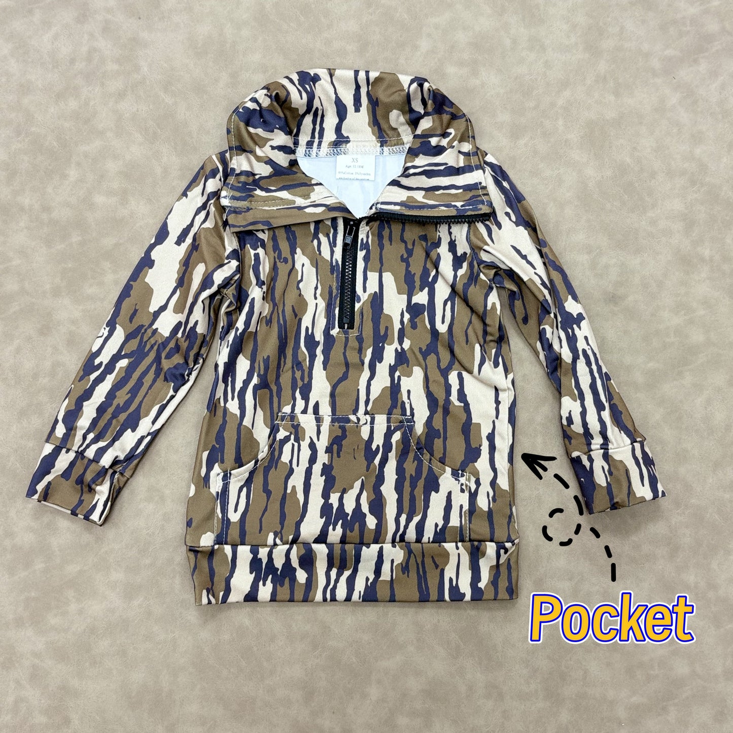 Mommy and Me Camo Long Sleeve Zippy Pullover Top