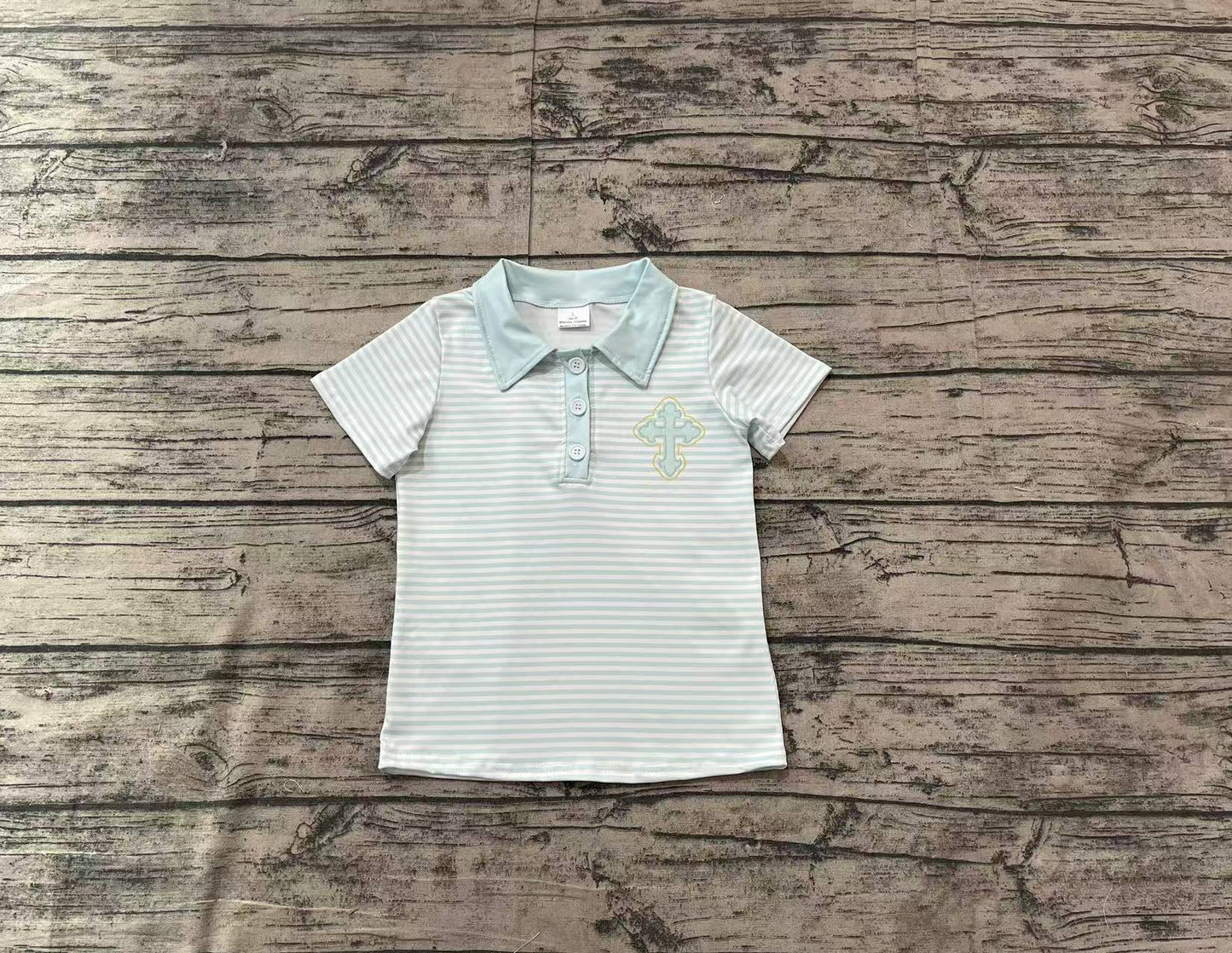 Bay Boys Easter Cross Striped Polo Top Preorder