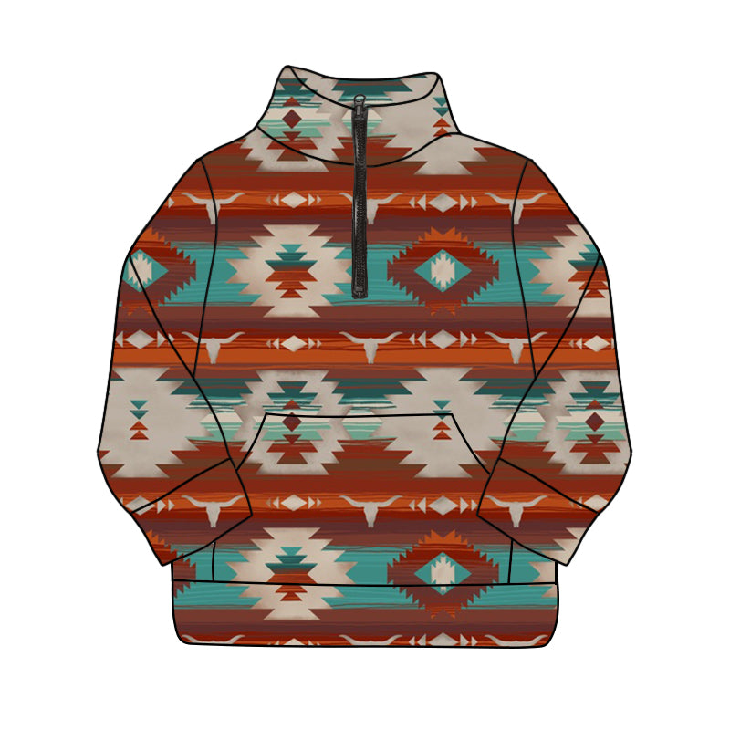 Toddler Boys Easter Brown Aztec Pullover Top Preorder