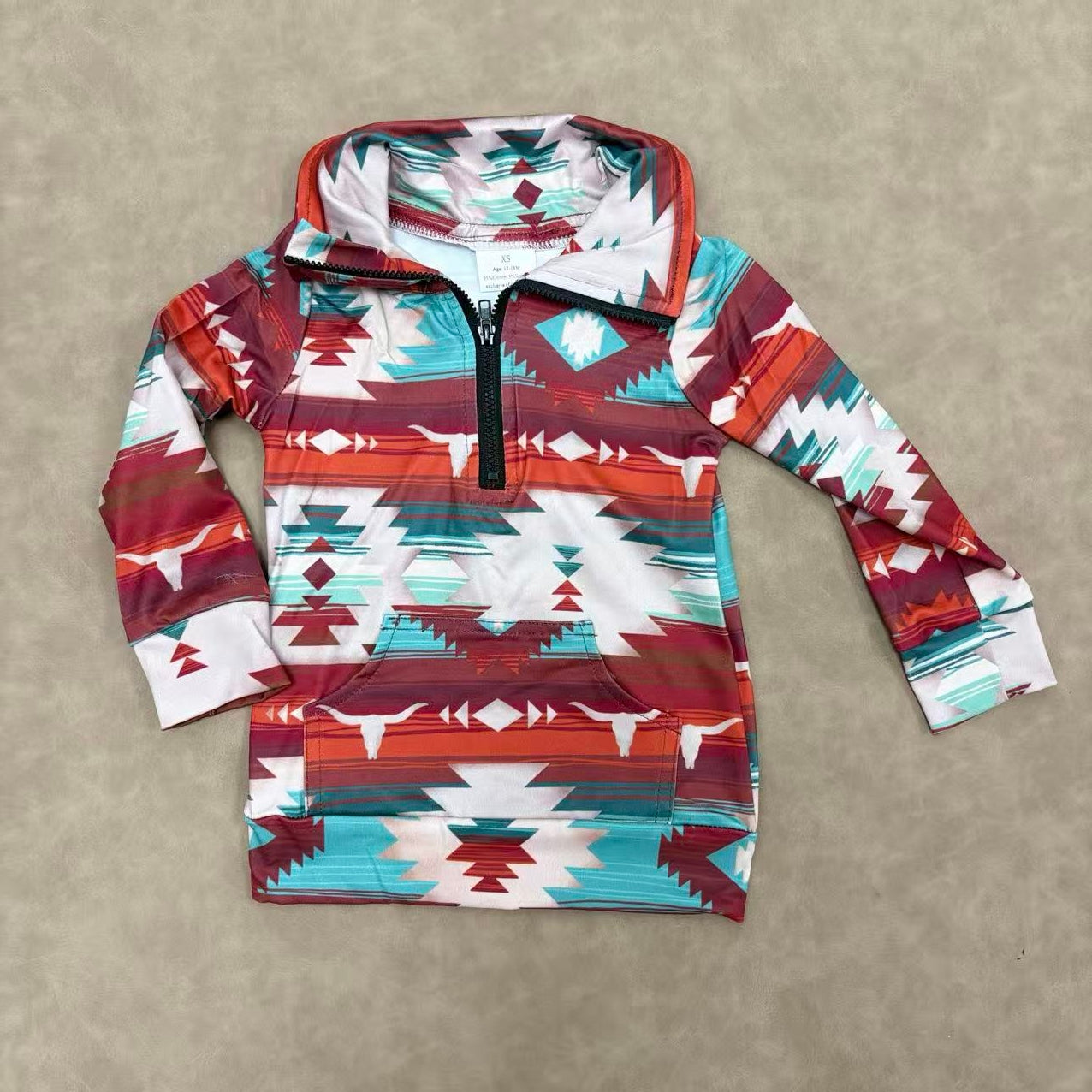 Sibling Baby Boys Aztec Long Sleeve Zip Pullover Top With Pocket
