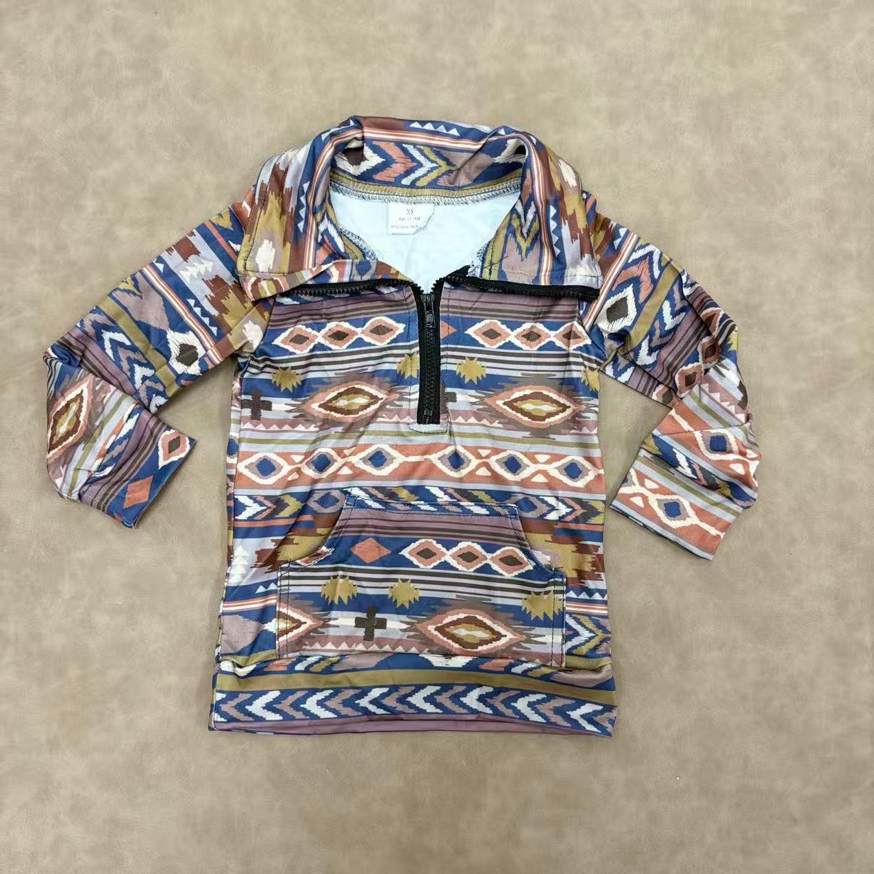 Sibling Baby BoysWestern Aztec Zipper Pullover Top