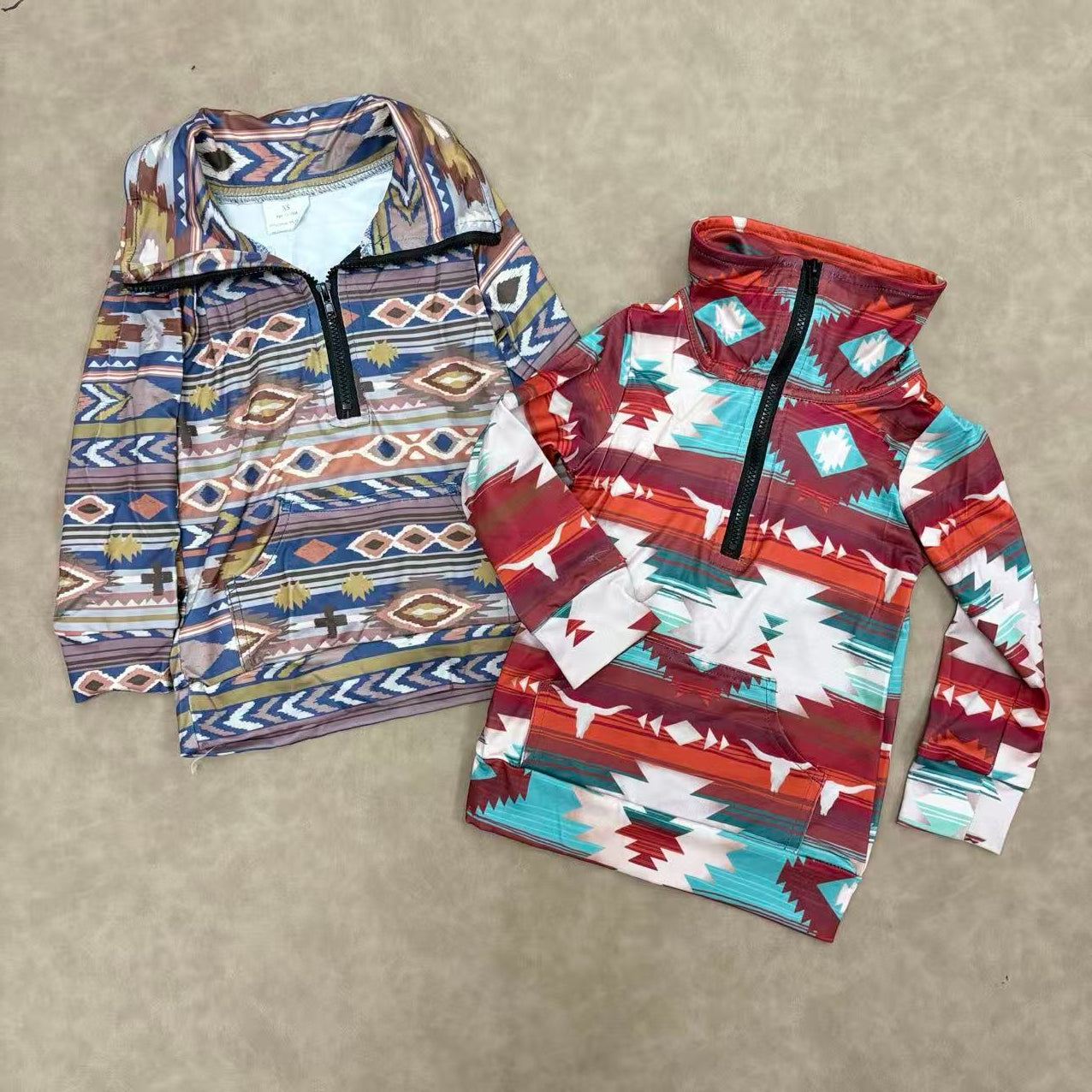 Sibling Baby Boys Aztec Long Sleeve Zip Pullover Top With Pocket