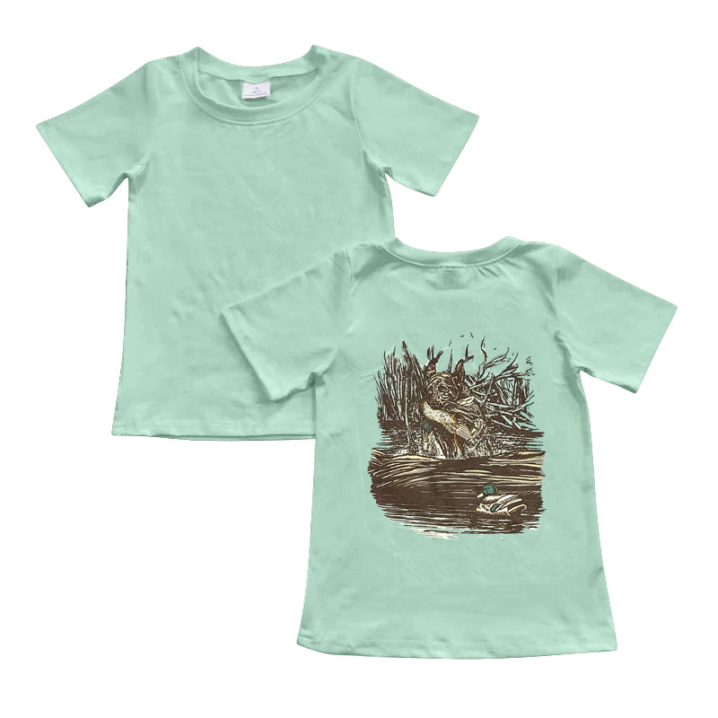 Toddler Boys Hunting Duck Green Short Sleeve T-shirt Top Preorder