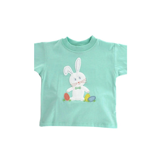 Baby Boys Aqua Short Sleeves Bunny Print Easter Shirts Top Preorder