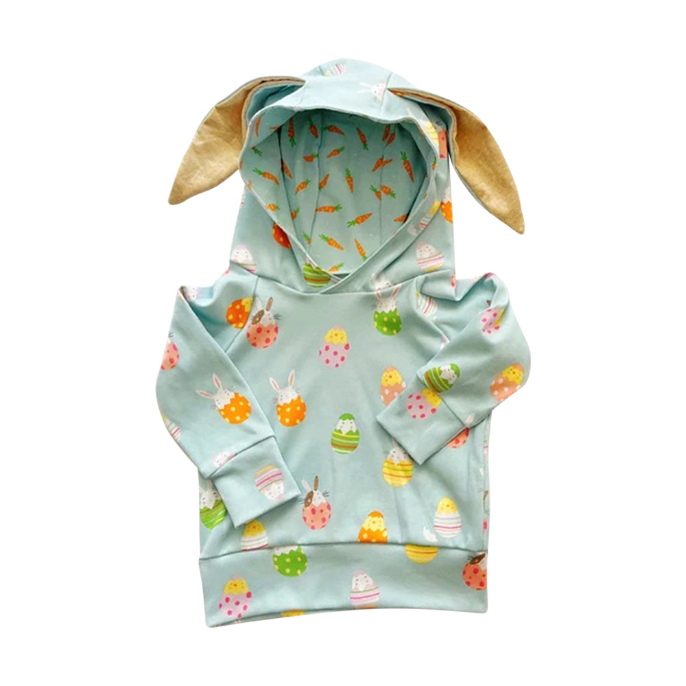 Baby Boys Aqua Long Sleeves Bunny Eggs Easter Hoodies Top Preorder