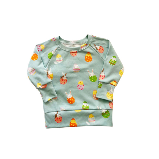 Baby Boys Aqua Long Sleeves Bunny Eggs Easter Top Shirts Preorder