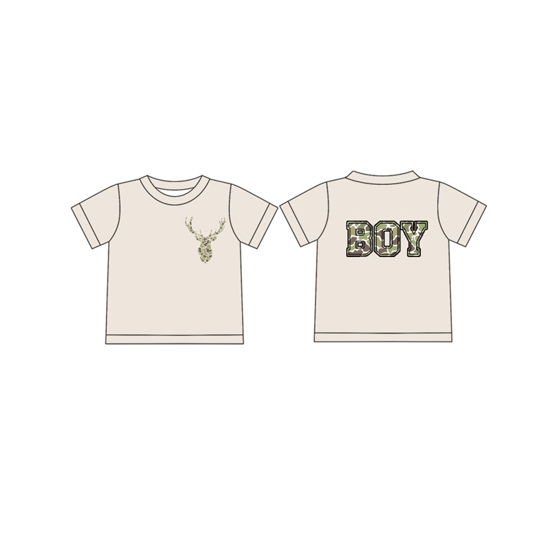 Baby Boys Khaki Short Sleeves Camo Deer BOY Top Shirts Preorder