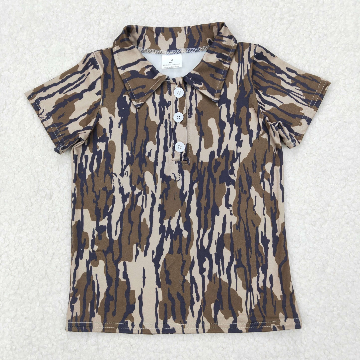 Sleeves Button Camouflage Polo Shirts Tops