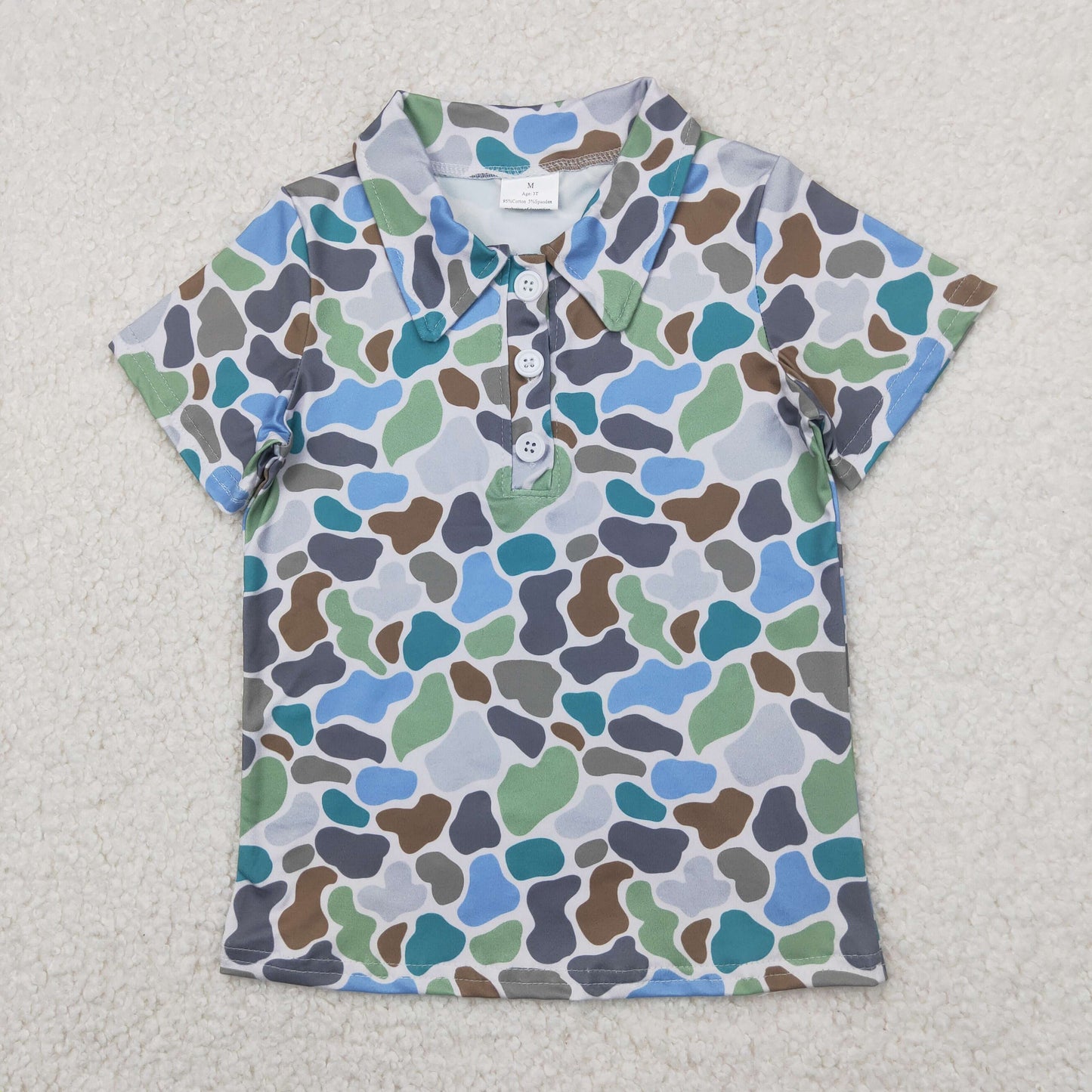 Sleeves Button Camouflage Polo Shirts Tops