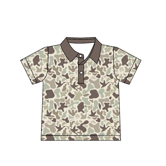 Kids Boys Camo Short Sleeve Polo Shirt Top Preorder