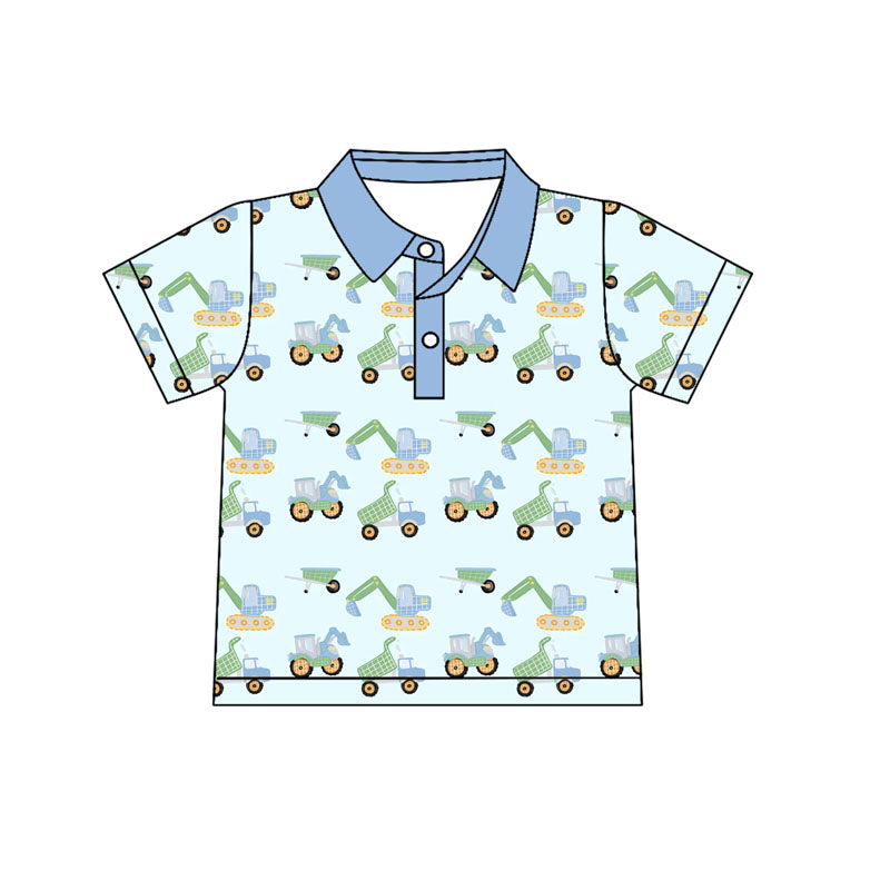 Kids Boys Construction Short Sleeve Polo Shirt Top Preorder