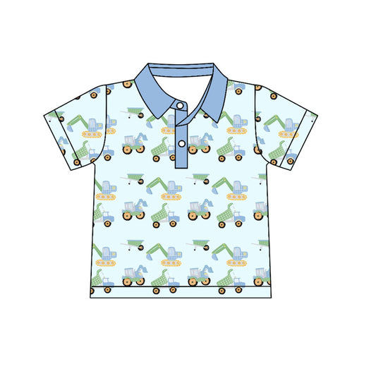 Kids Boys Construction Short Sleeve Polo Shirt Top Preorder