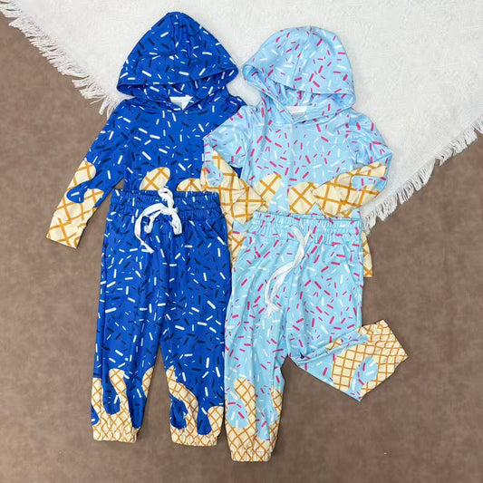 Sibling Baby Boys Baseball Ice Cream Drip Hoodie Top Jogger Set