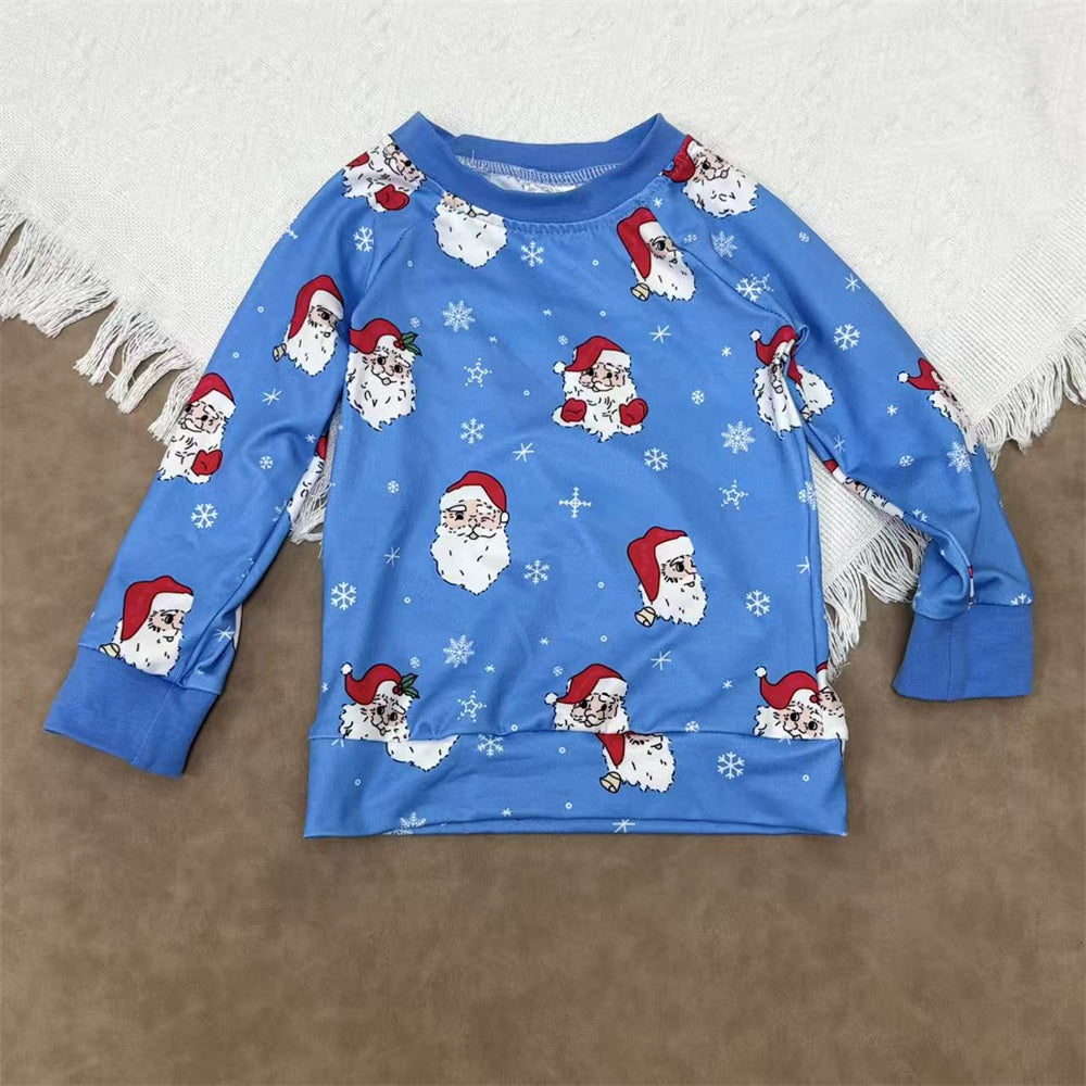 Sibling Kids Girls Boys Christmas Santa Long Sleeve Top