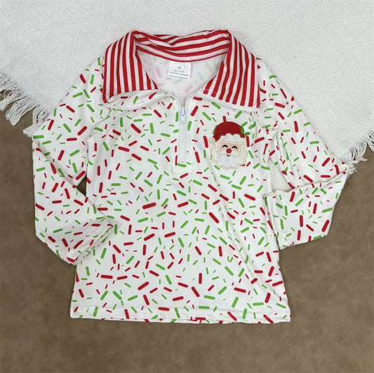 Kids Boys Christmas Santa Sprinkles Long Sleeve Pullover Top