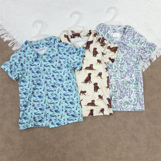 Kids Boys Summer  Button Short Sleeve Shirt Top