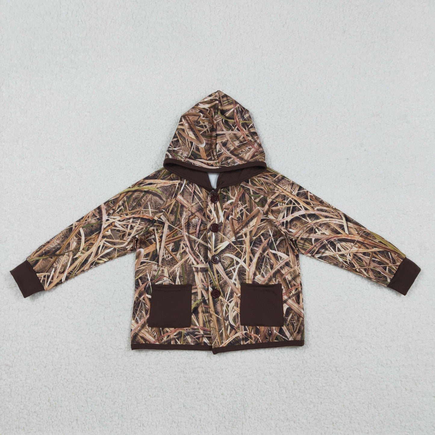 Baby Boys Southern Leaves Camo Button Pockets Hoodie Jackets Tops