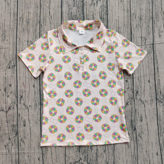 BT1453 Adult Size Men Mardi Gras doughnut Short Sleeve Shirt Top Preorder