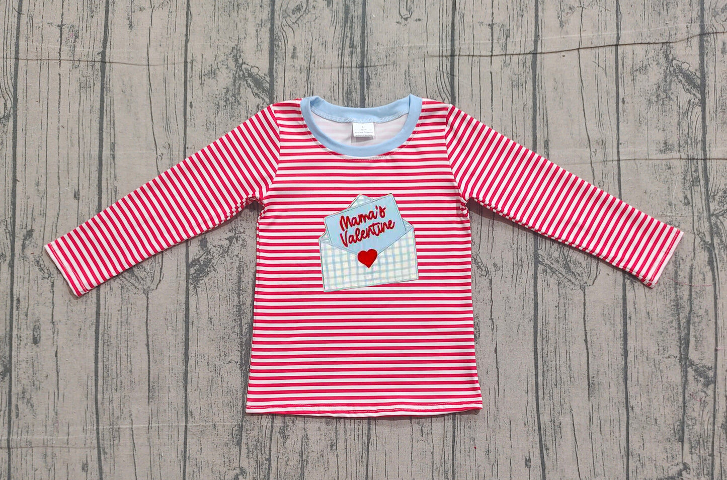 BT1574 Mama's Valentine Red Striped Long Sleeve Top preorder