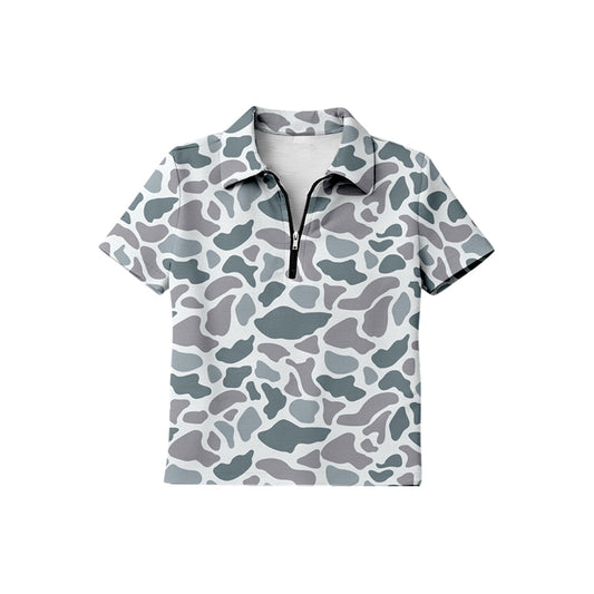BT1732Baby Boys  Old School Camo Zipper Polo Shirt Top Preorder