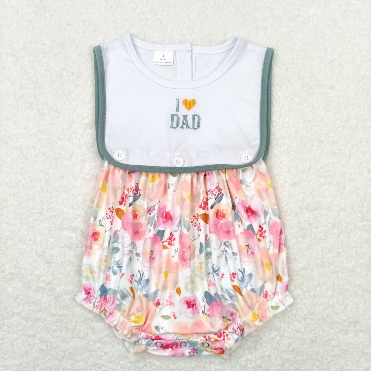 I Love Dad Floral Bubble Romper
