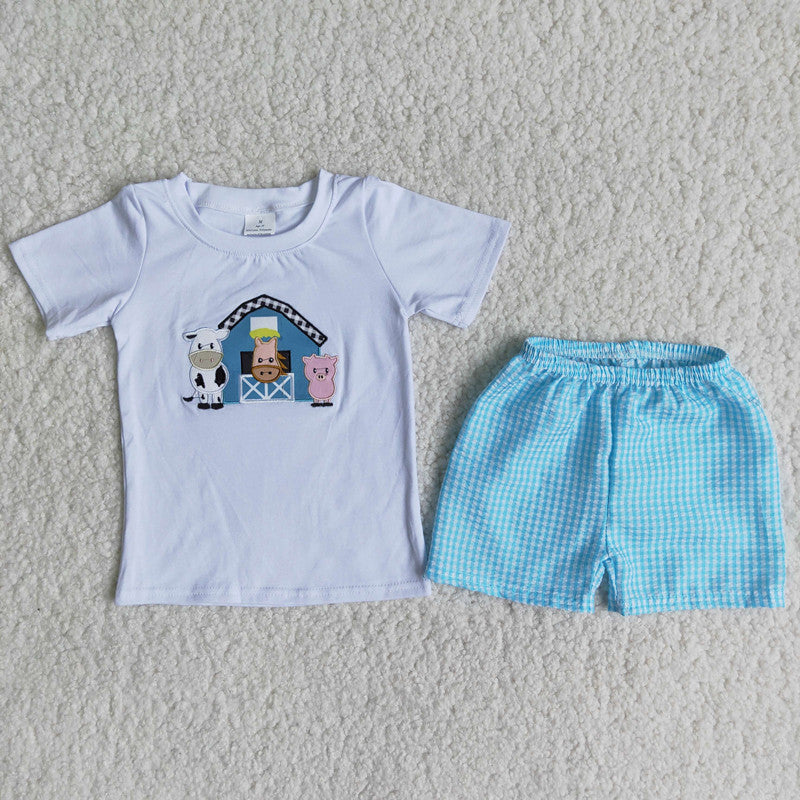 Embroidery Boys Farm Animal Set