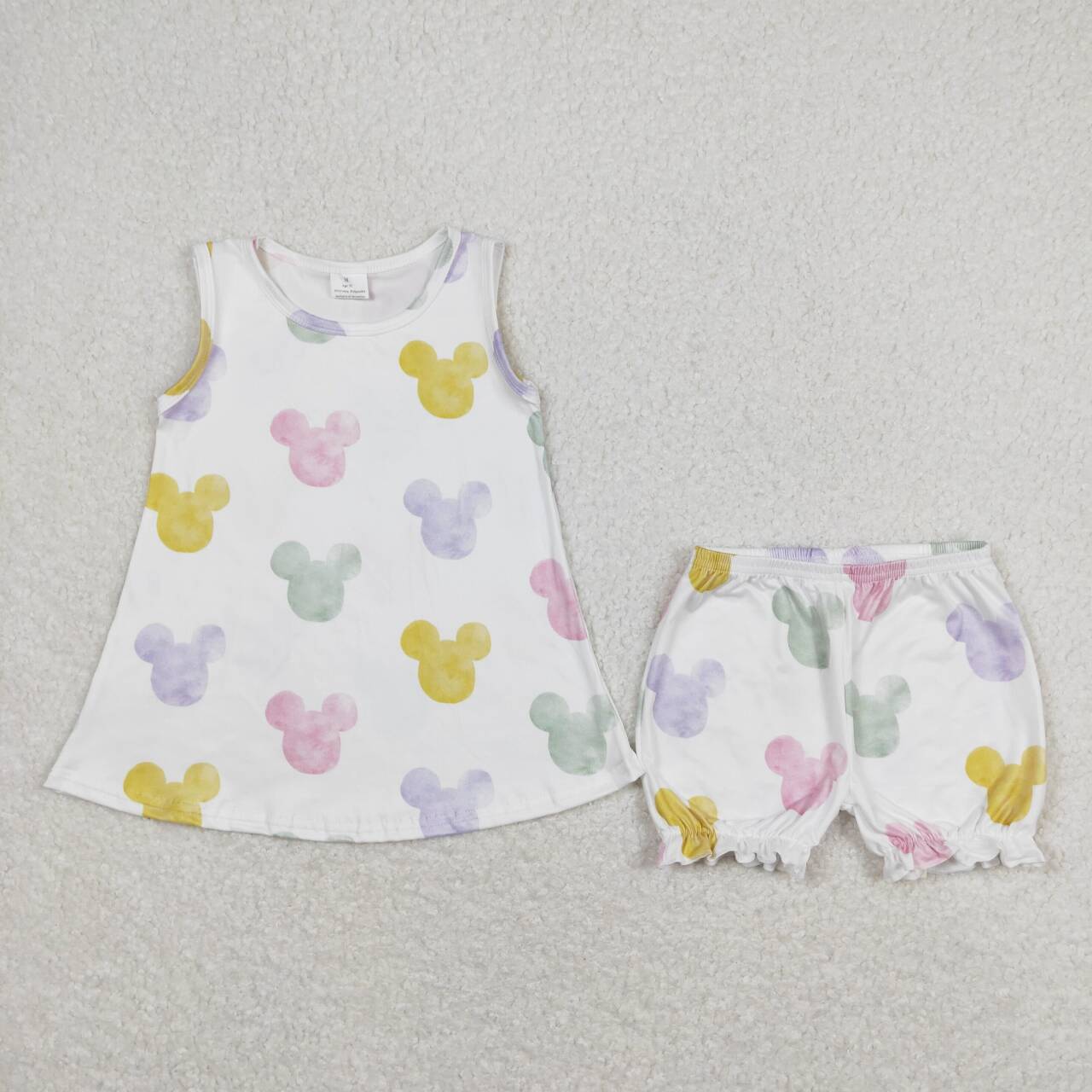 Baby Girls Cartoon Mouse Colorful Shorts Set