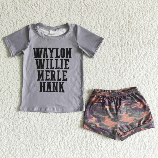 Waylon Willie Merie Hank Camo Shorts Set