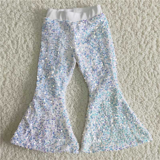 Baby Girls White Color Sequin Bell Pants