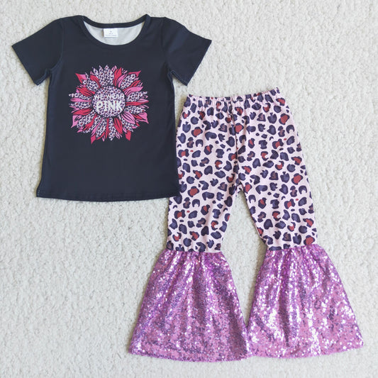 C4-21 We are pink bell bottom pants girls outfit