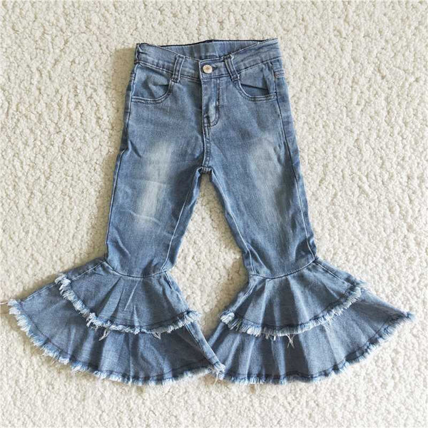 C5-15 USA Shop Baby girls  Light Blue Double Ruffle Denim Pants
