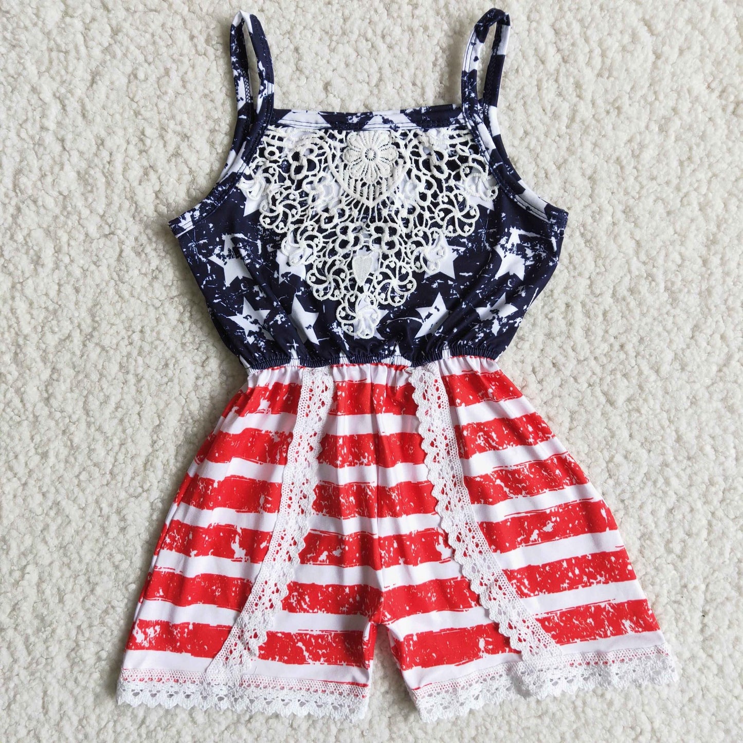 Sibling Sibling Toddler Girls  4th of July Red White Blue Stars Striped Clothing
