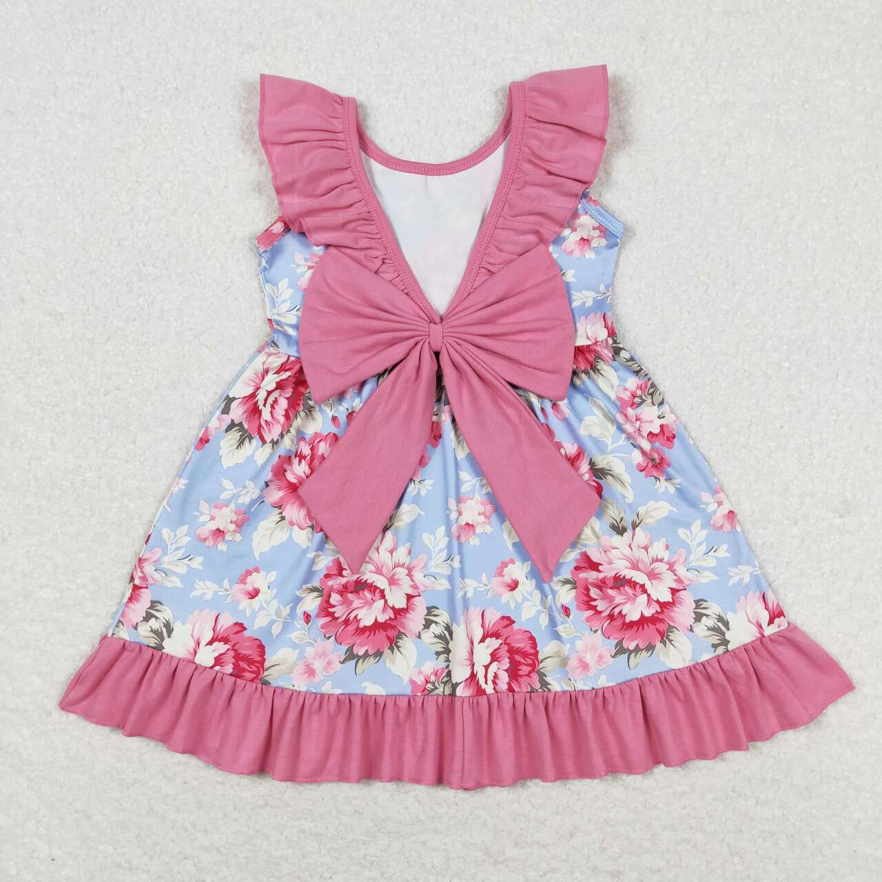 Kids Girls Spring Floral Dress With Bow