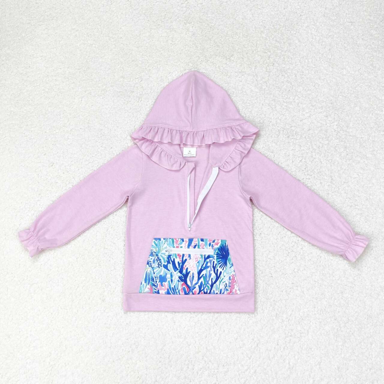 Baby Girls Long Sleeve Floral Hoodie Top With Zipper