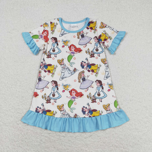 GSD1291 Baby Girls Cartoon Princess Short Sleeve Dress