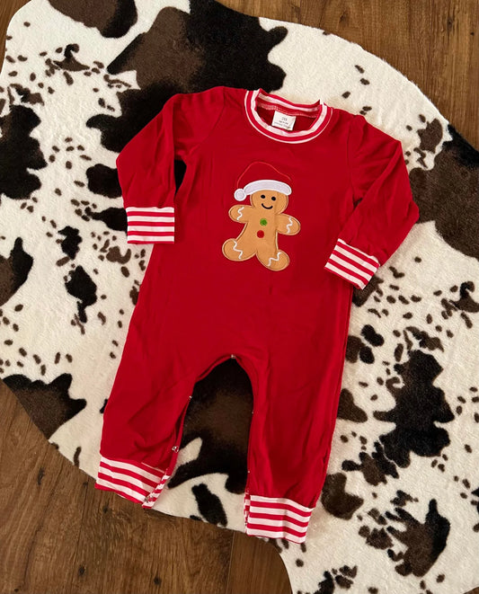 LR0195 USA Shop Baby boys Christmas gingerbread red rompers