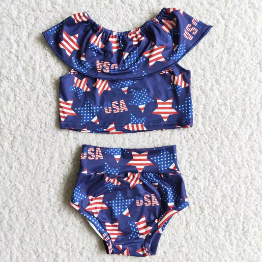 D10-5 Baby Girls July 4th Bummie Set