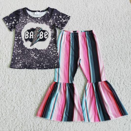 D3-13 Baby Girls Bebe Bell Bottom Pants Set