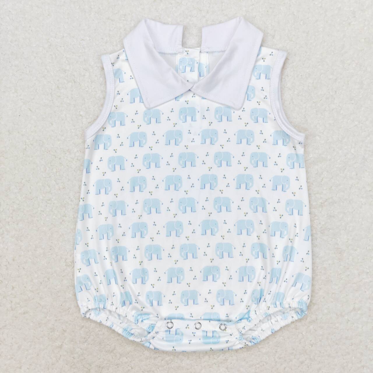 Newborn Baby Girls Blue Elephant Romper