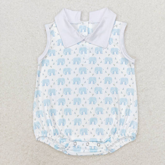 Newborn Baby Girls Blue Elephant Romper