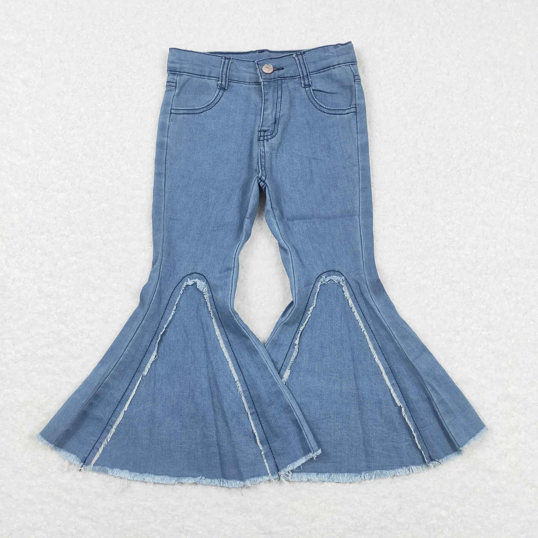 Sibling Baby Girls Solid Color Bell Bottom Denim Pants