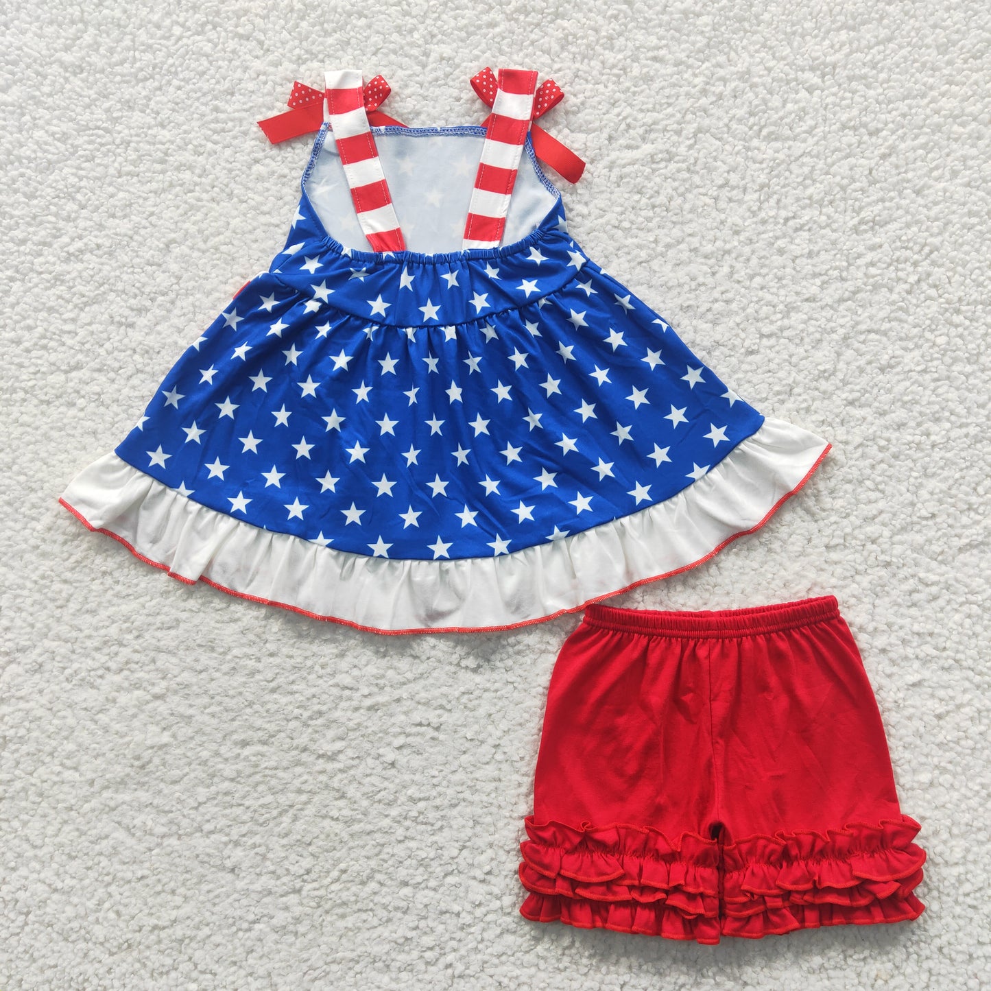 Red White Blue Stars Striped July 4th Sibling Outift