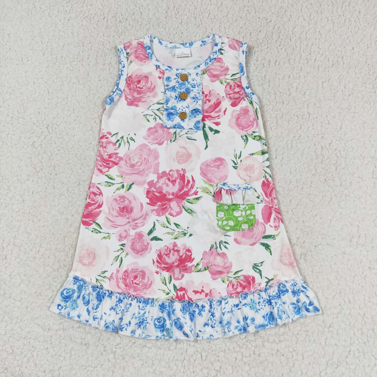 Sumemr Baby Girls Pink Flower Sleeveless Dress