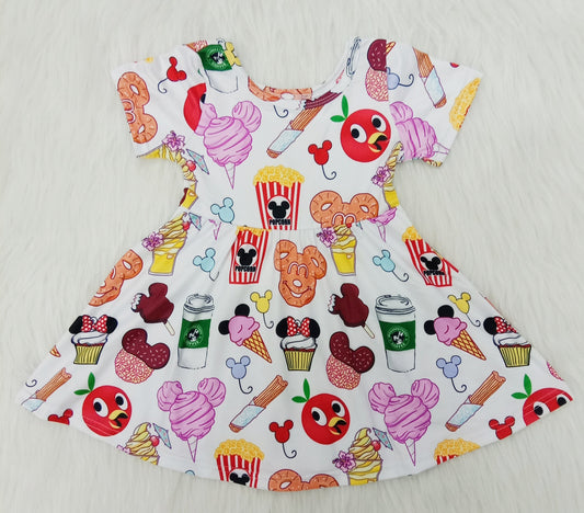 Summer Short Sleeve Cartoon Twirl Dress