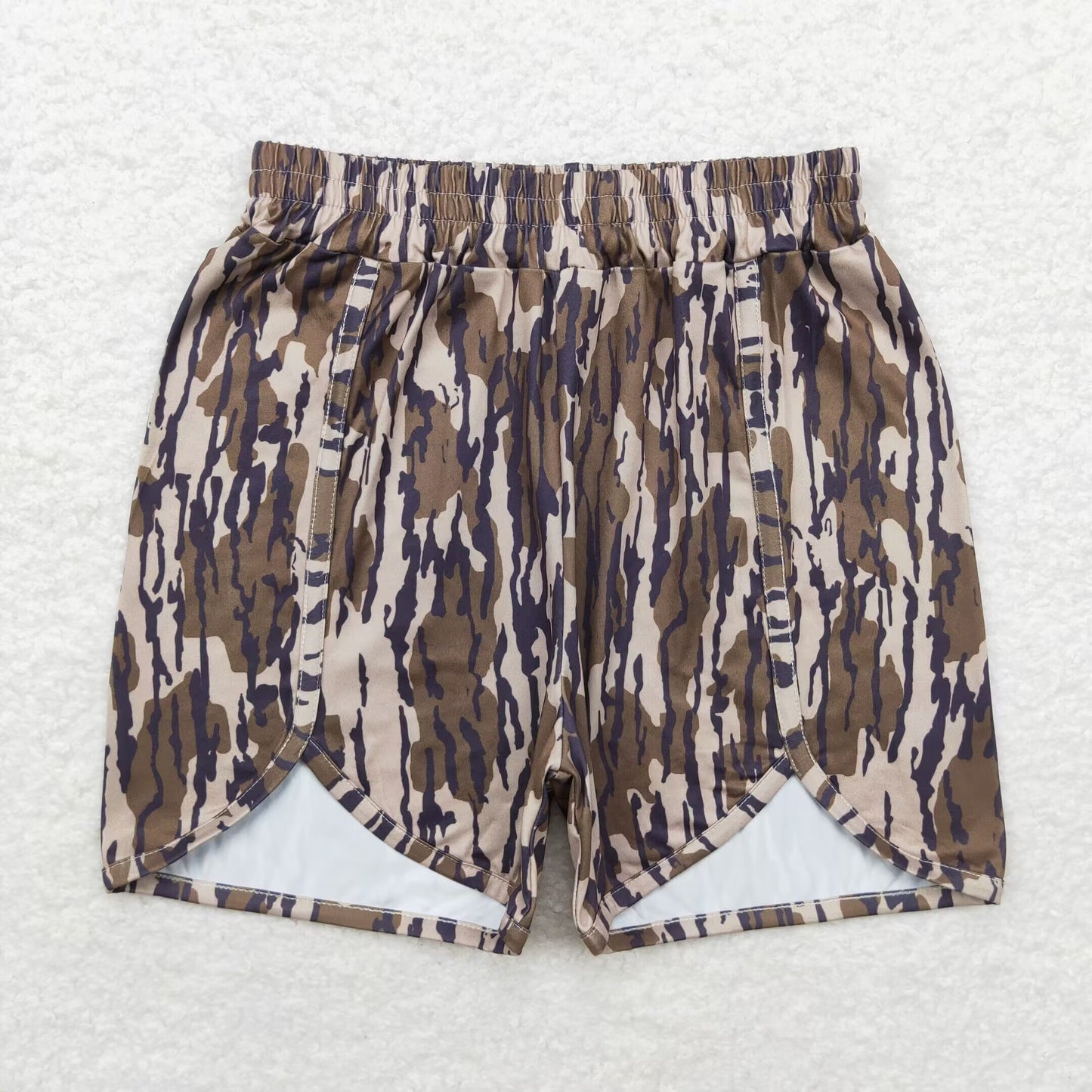 SS0362 Adult Women Green Camo Milk Silk Shorts