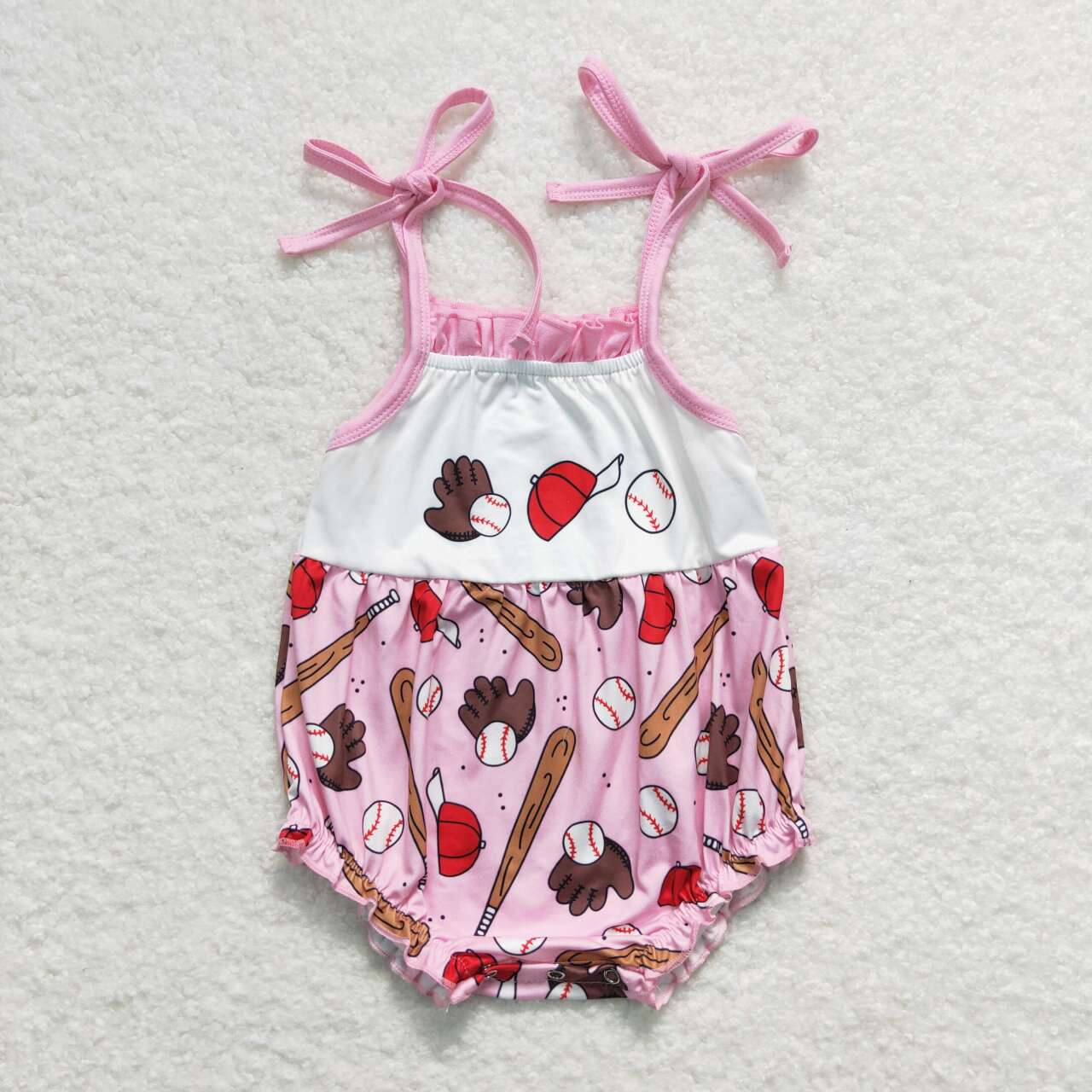 SR1234 Newborn Baby Girls Baseball Pink Romper