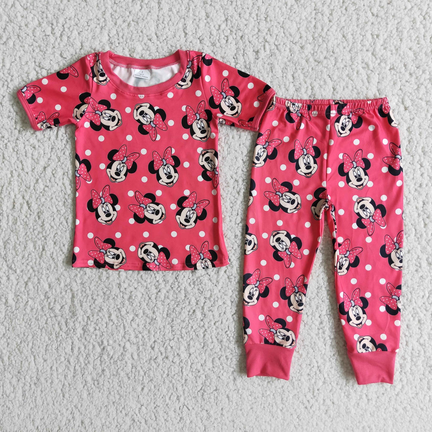 E1-15 Baby Girls Cartoon Mouse Pajama Set On Sale