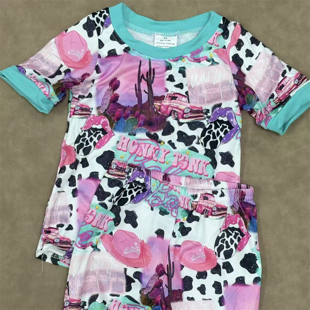 Kids Sibling Western Short Sleeve Top Pajama Outfit