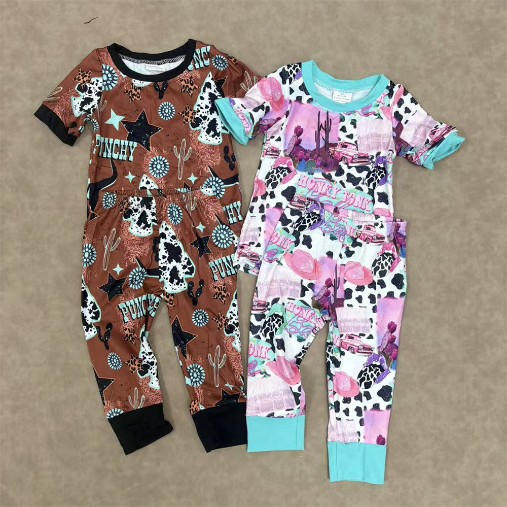 Kids Sibling Western Short Sleeve Top Pajama Outfit