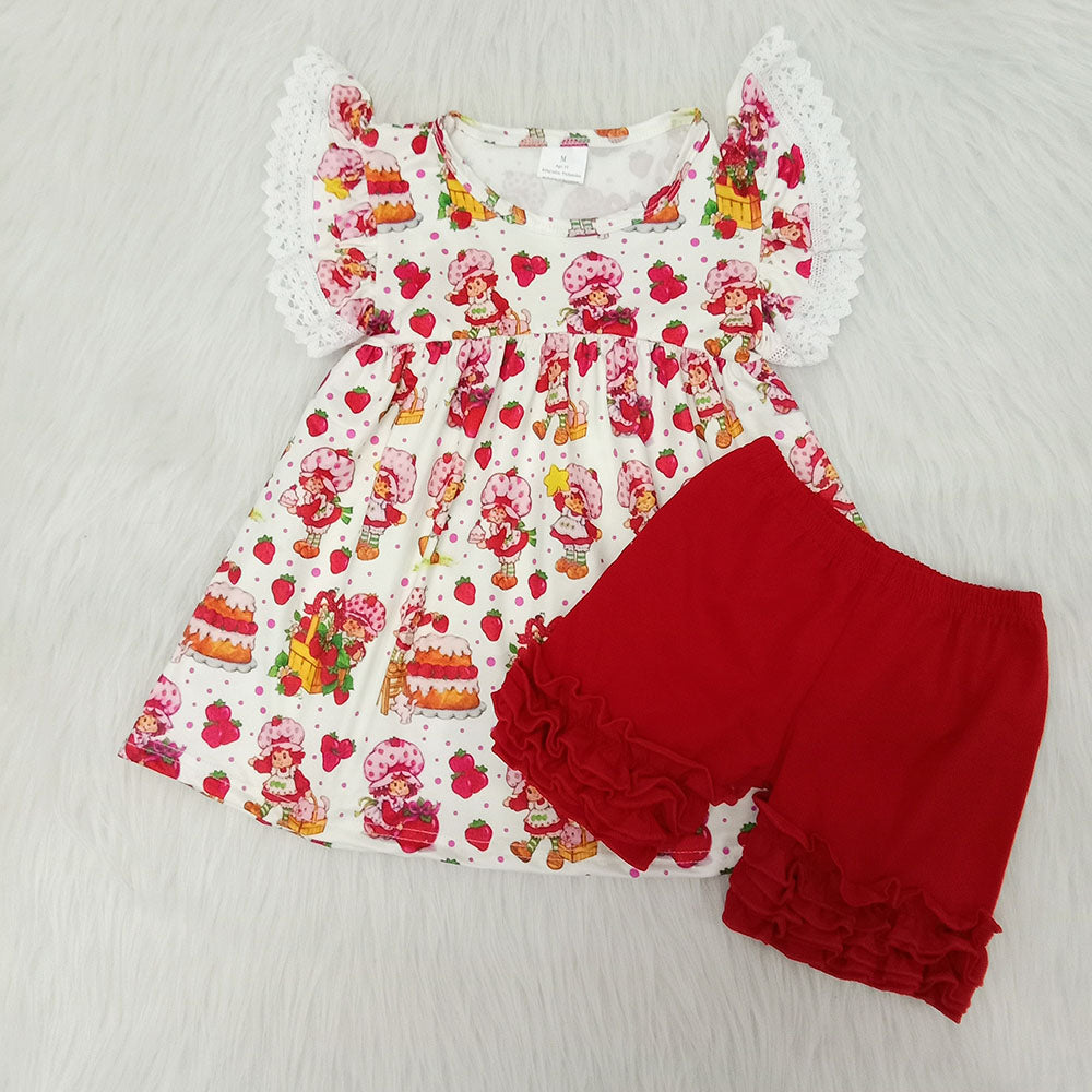 E2-16 Kids Strawberry Girl Shorts Set On Sale